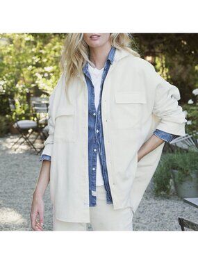 Frank & Eileen McLoghlin Flannel Shirt Jacket Vintage White Cream Women’s XS/S